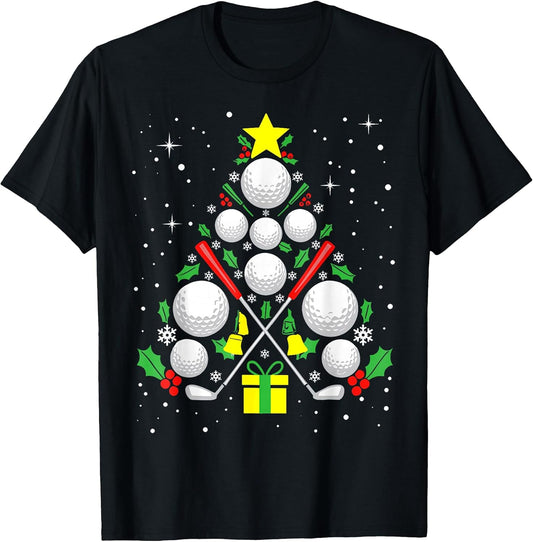 Golf Christmas Tree Light Pajama Golfer Xmas Men Women Kids