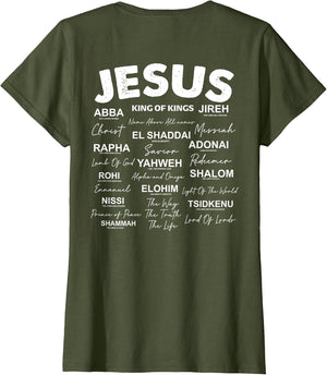 Jesus is King Names of God Hebrew Jesus Christian (On Back)