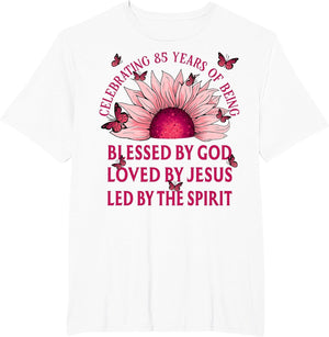 Blessed by God for 85 Years Pink Sunflower Birthday