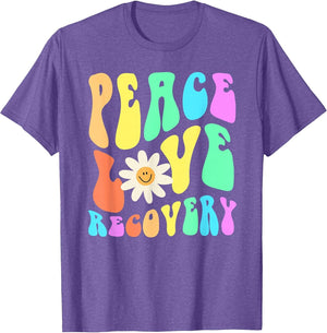 Groovy Peace Love Recovery Celebrate Sober I'm Clean AA NA