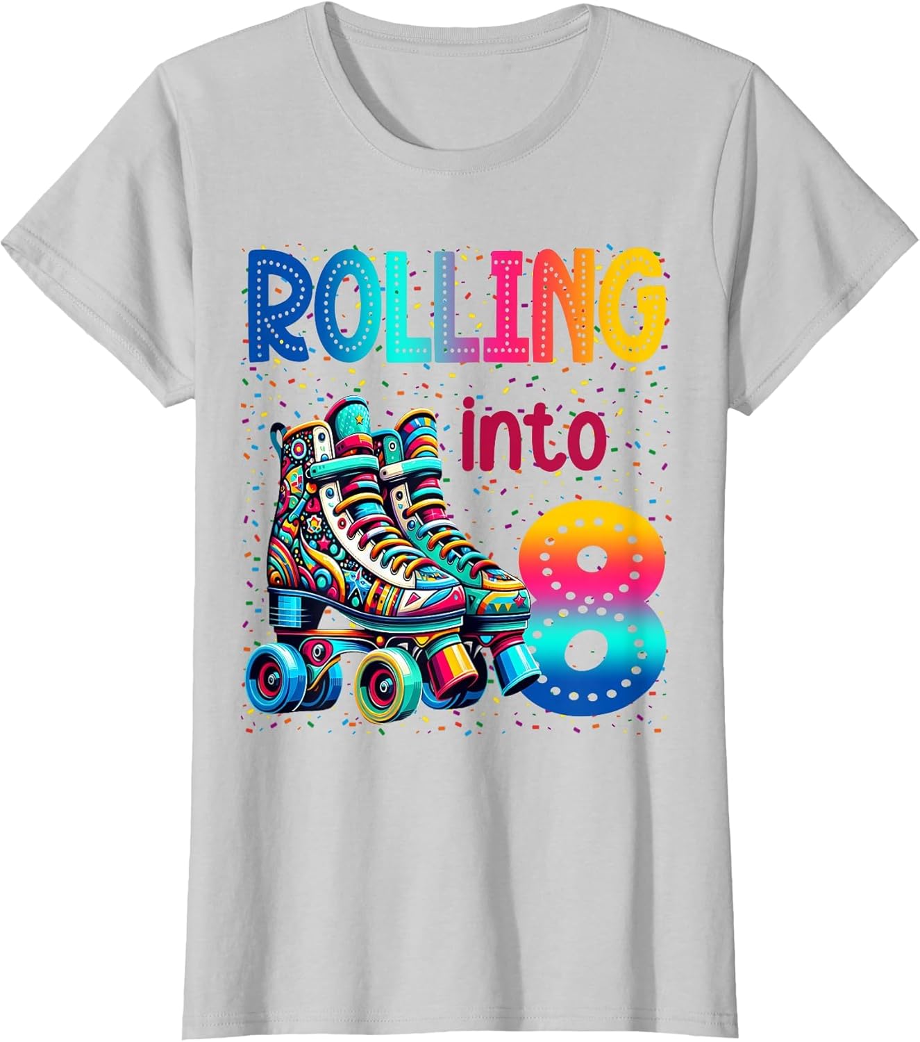 Rolling Into 8 Years Old Roller Skating 8th Birthday Kids