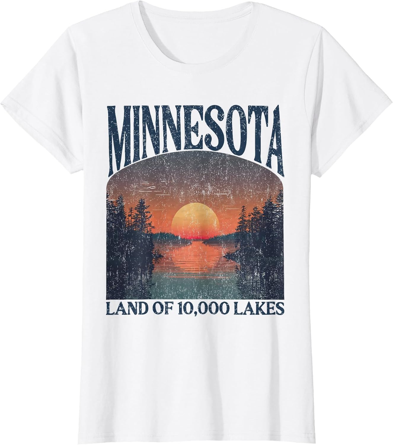 Minnesota Land of 10000 Lakes Sunset Nature Vintage Style