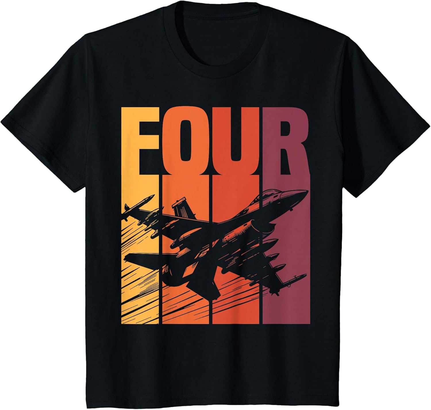 Military Fighter Jet Retro Four Year Old Boys 4th Birthday