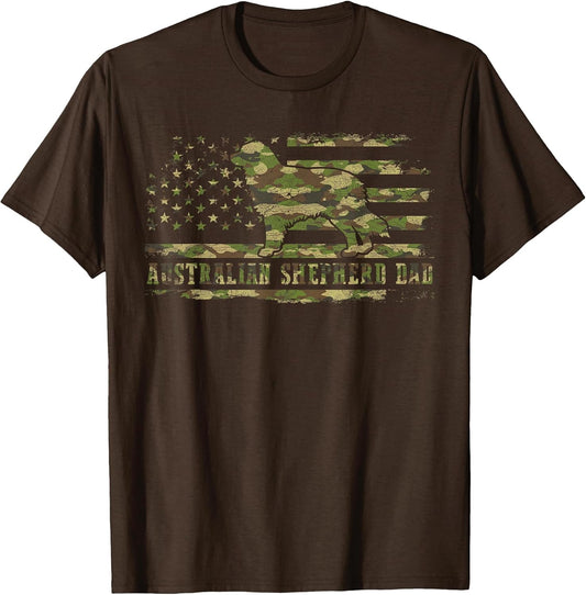 Australian Shepherd Dad Camo American Flag Patriotic Dog