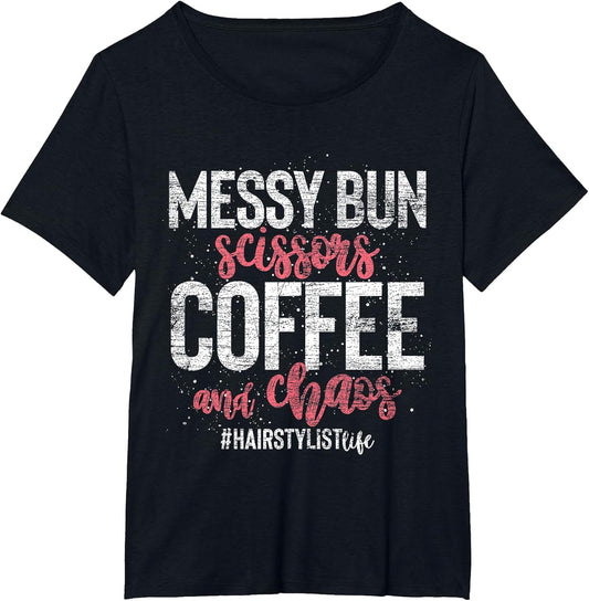 Messy Bun Scissors Coffee and Chaos Hairstylist
