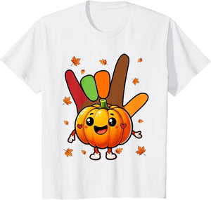 Thanksgiving Fall Pumpkin Hands Sign Language Lover Colorful