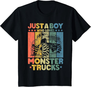 Just A Boy Who Loves Monster Trucks Retro Men Monster Truck