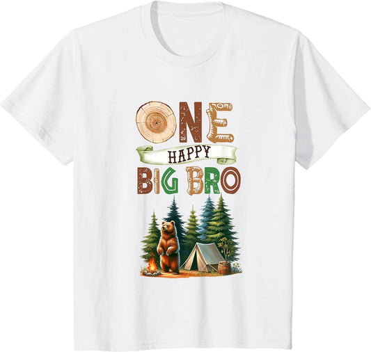 One Happy Big Bro Camper First Birthday Camping Bear Brother