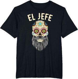 El Jefe Men The Boss Bearded Sugar Skull Day of The Dead