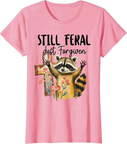 Vintage Still Feral Just Forgiven Cross Raccoon Christian