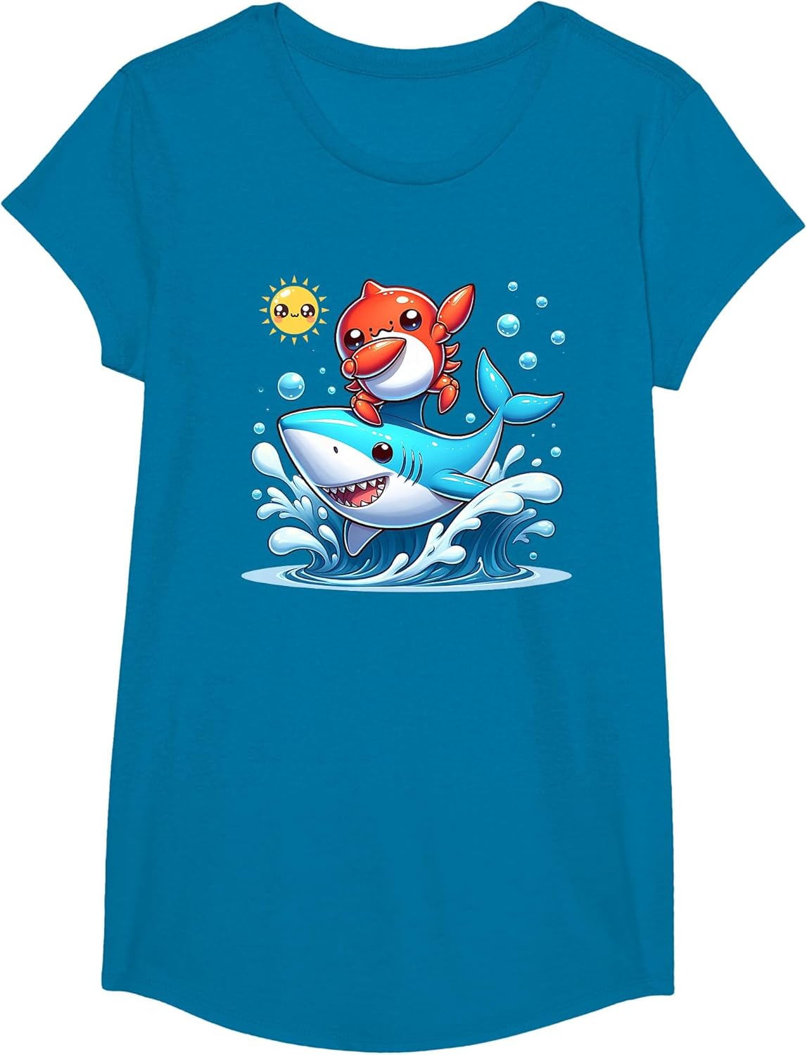 Dabbing Crab Surfing Shark Riding Ocean Wave Sun Cute Beach