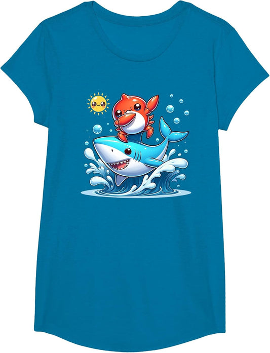 Dabbing Crab Surfing Shark Riding Ocean Wave Sun Cute Beach