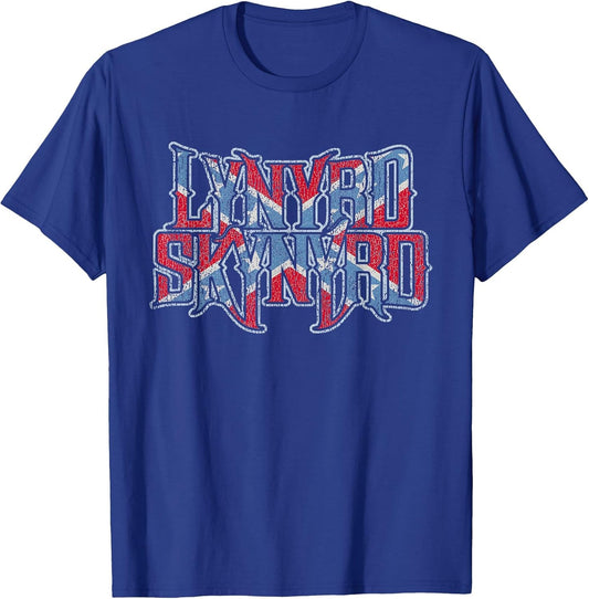 Lynyrd Skynyrd Vintage Logo Rock Biker US Flag Southern