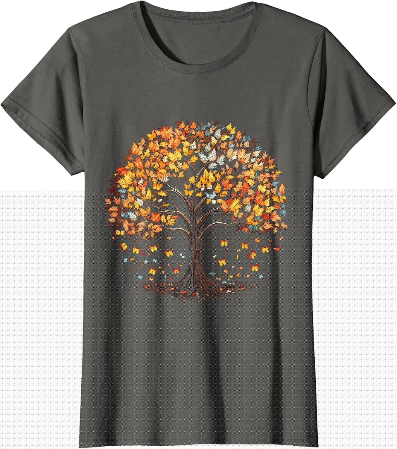 Fall Autumn Falling Leaves with Tree and Butterfly