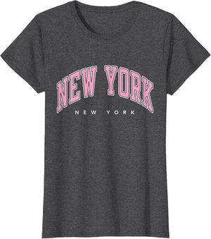 New York New York NY Varsity Style Pink Text
