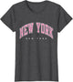 New York New York NY Varsity Style Pink Text