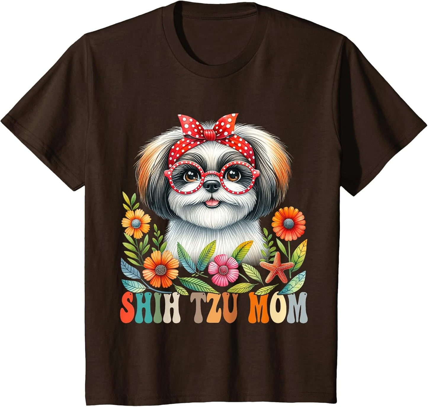 Shih Tzu Mom Dog Lover Mother's Day Retro Floral Women