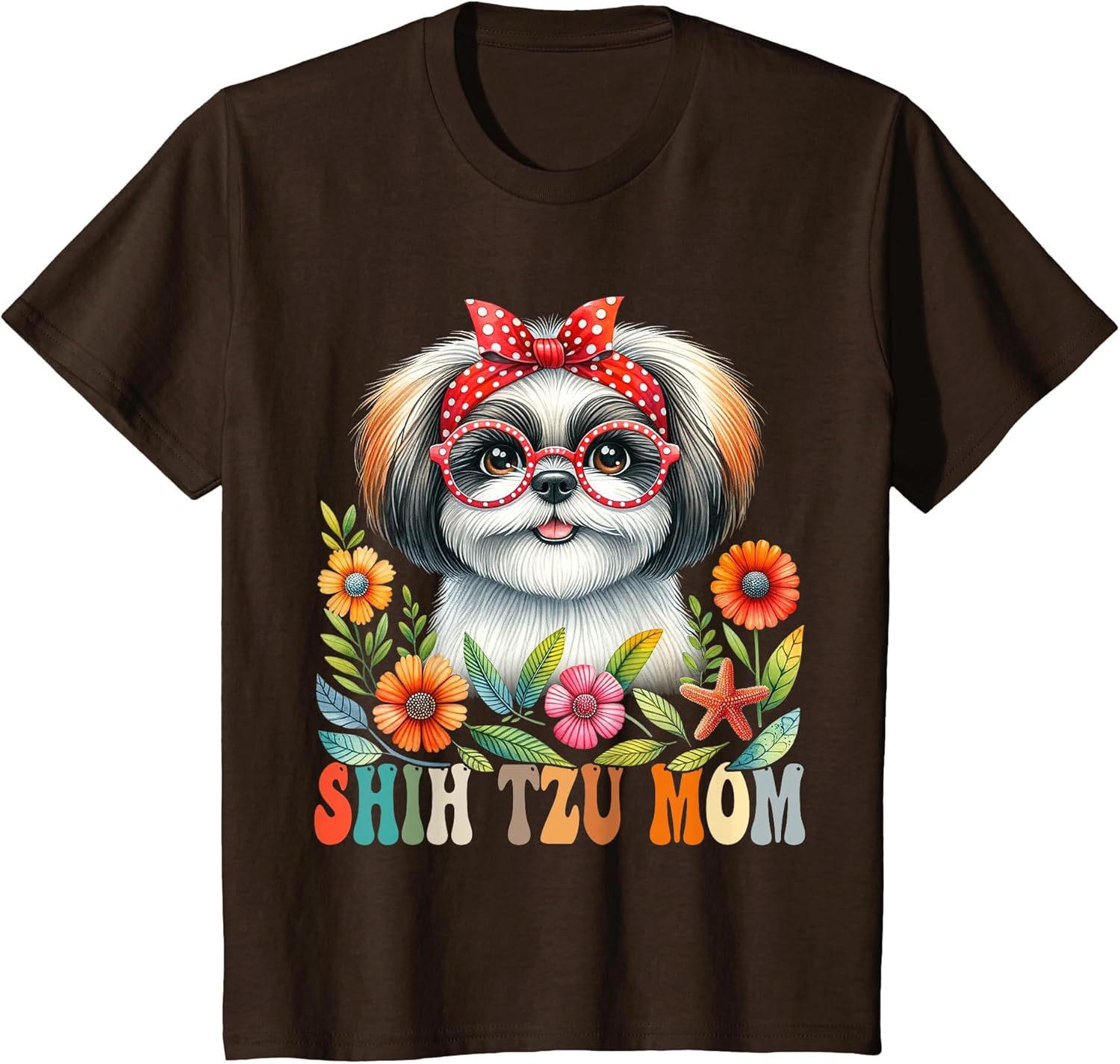 Shih Tzu Mom Dog Lover Mother's Day Retro Floral Women