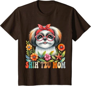 Shih Tzu Mom Dog Lover Mother's Day Retro Floral Women