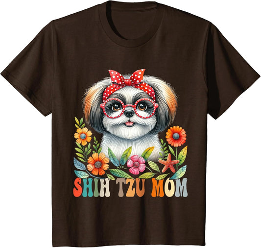 Shih Tzu Mom Dog Lover Mother's Day Retro Floral Women