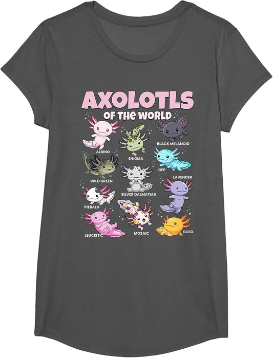 Axolotls of the World Kawaii Educational Graphic for Kids