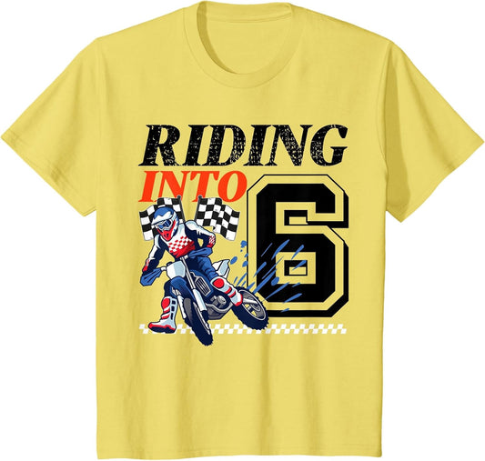 Kids Dirt Bike Riding into 6 Years Motocross 6th Birthday Party