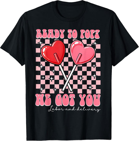 Valentines Day Labor Delivery Nurse Pop Scrub Top Women