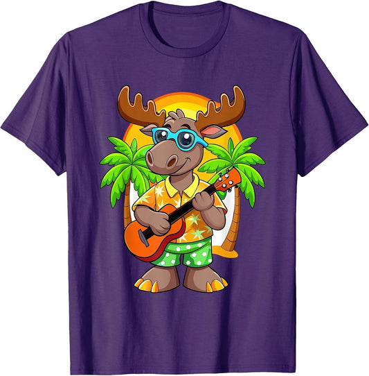 Funny Moose Summer Beach Sunglasses Hawaiian with Ukelele