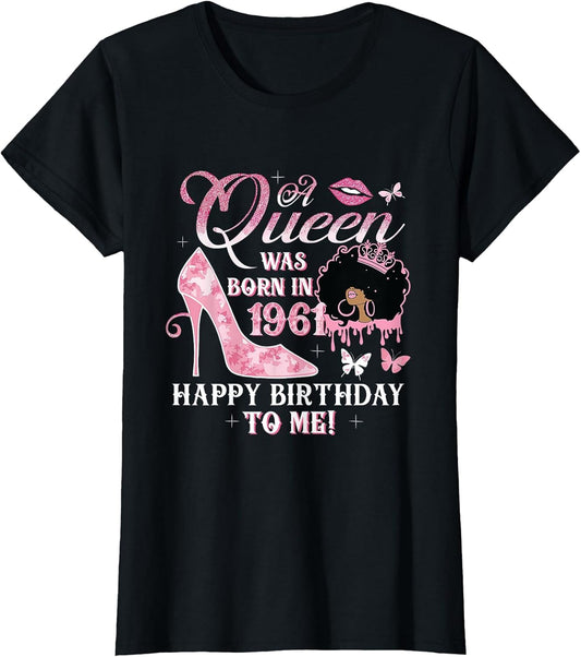 A Queen was Born in 1961 Black Woman Birthday Afro Girl