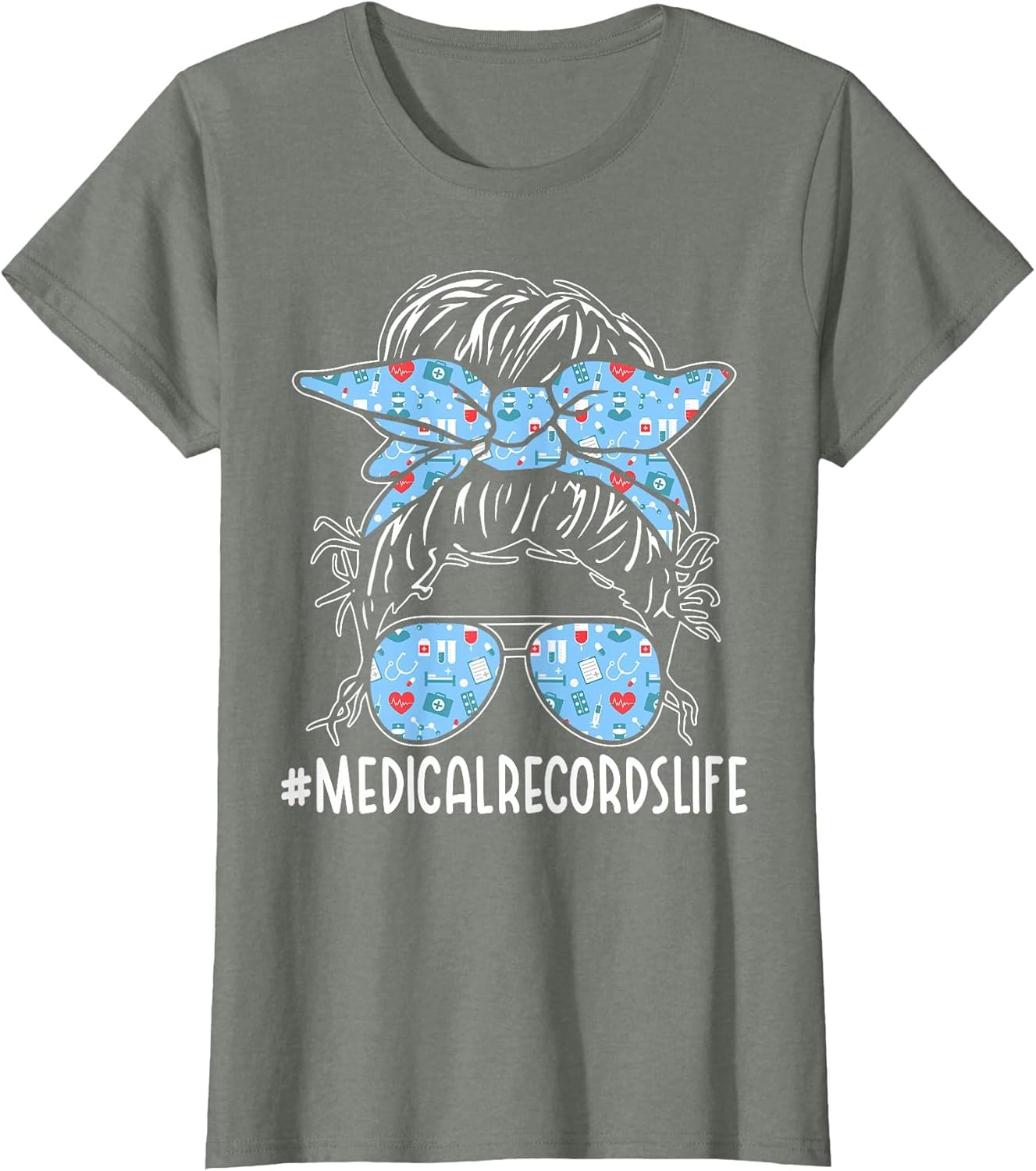 Medical Records Week Appreciation Women Messy Bun for Work