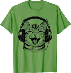 Cute Headphones Cat Funny Silly Music Cat Lover