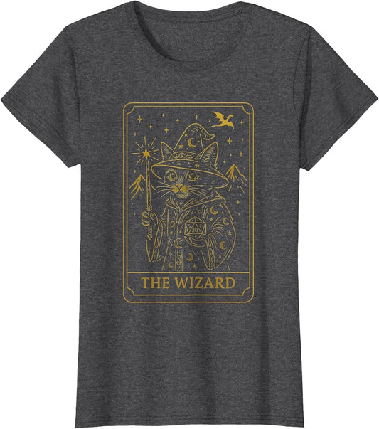 RPG Gamer Wizard D20 Dice Nerdy Geek Cat Men Women Kids