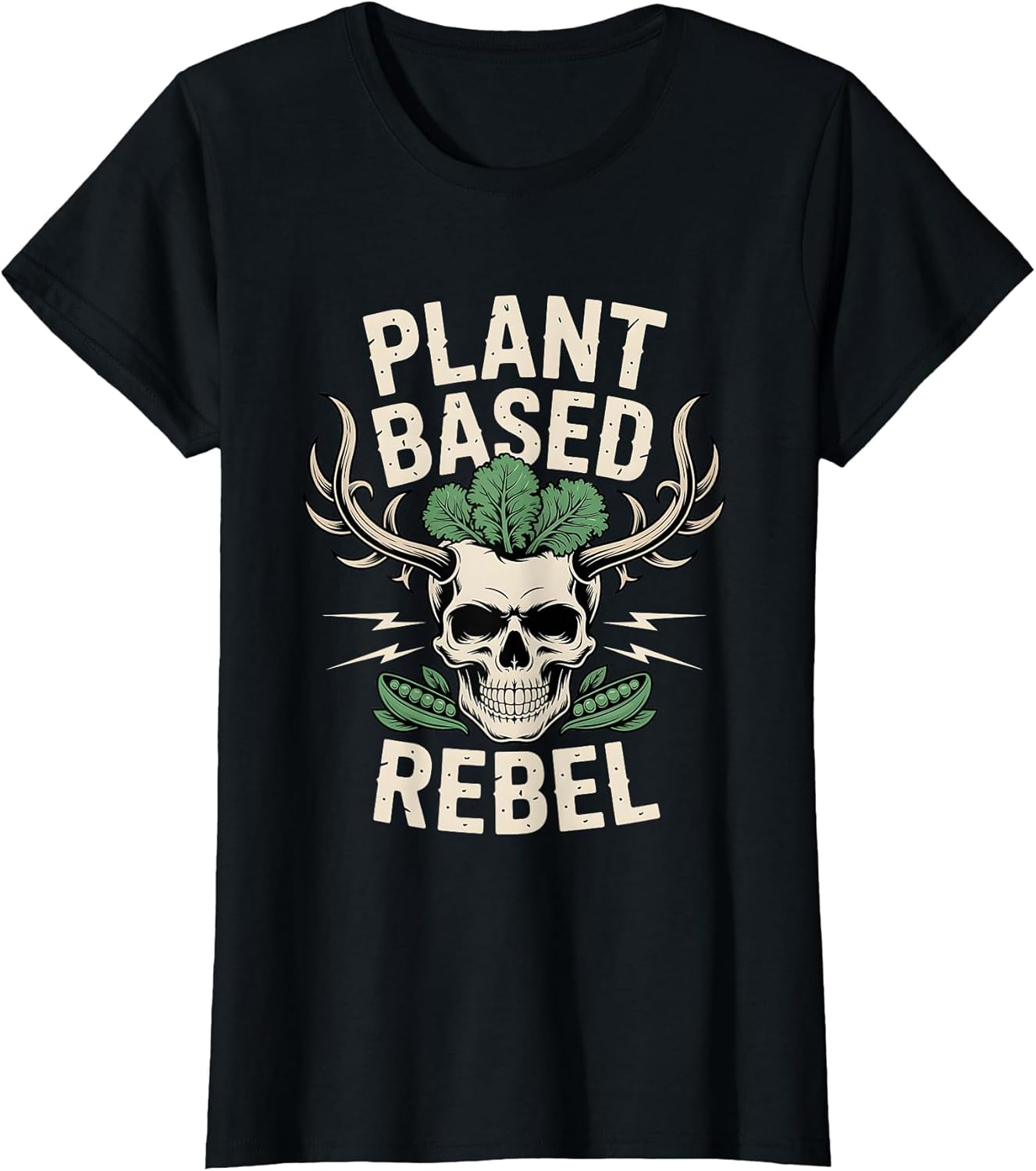 Plant Based Rebel Vegan Skull Design Funny Vegetarian