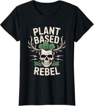 Plant Based Rebel Vegan Skull Design Funny Vegetarian