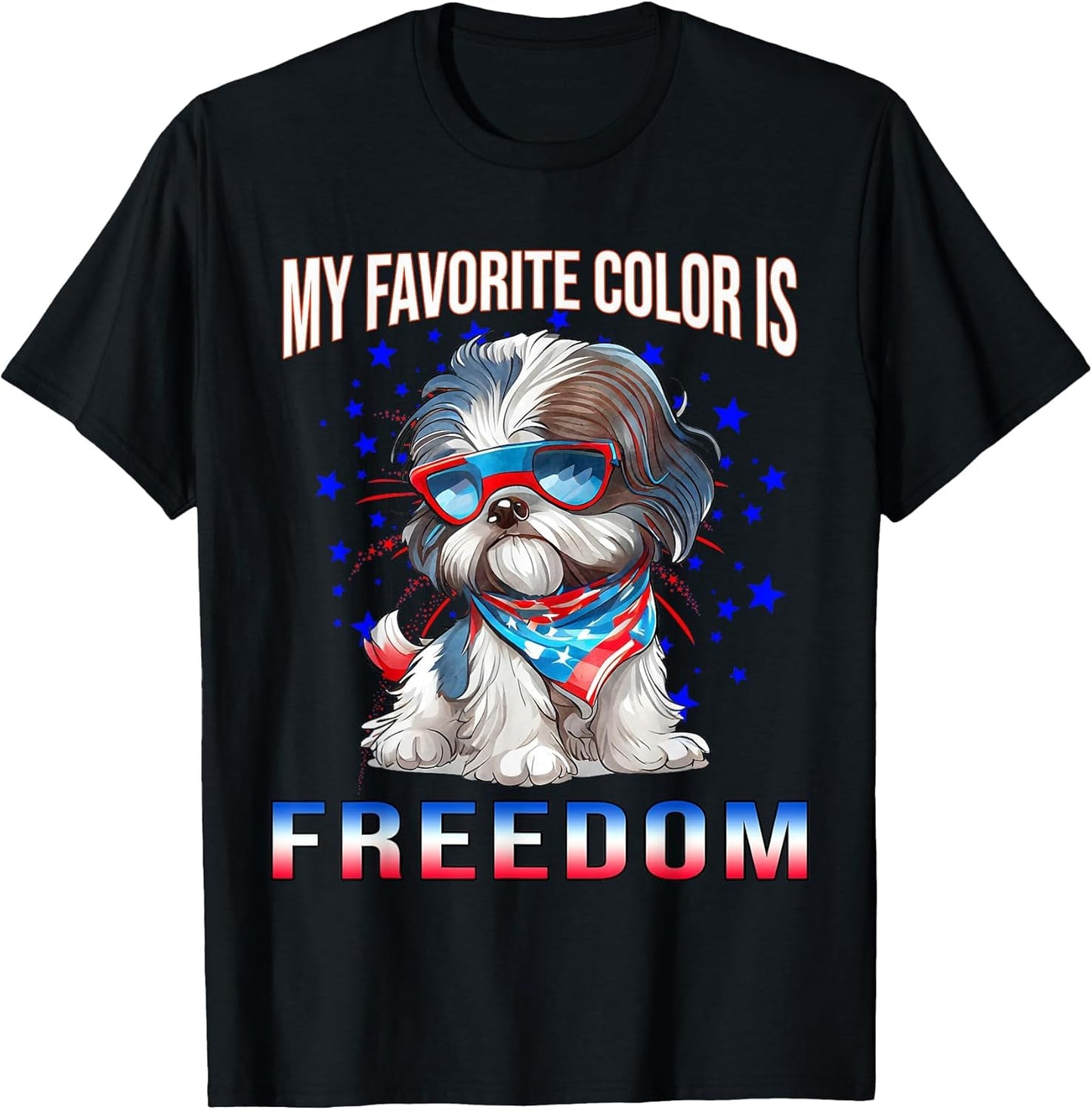 Shih_Tzu Dog American Flag Patriotic 4th of July