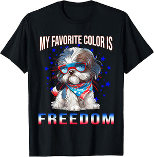 Shih_Tzu Dog American Flag Patriotic 4th of July