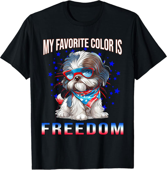 Shih_Tzu Dog American Flag Patriotic 4th of July