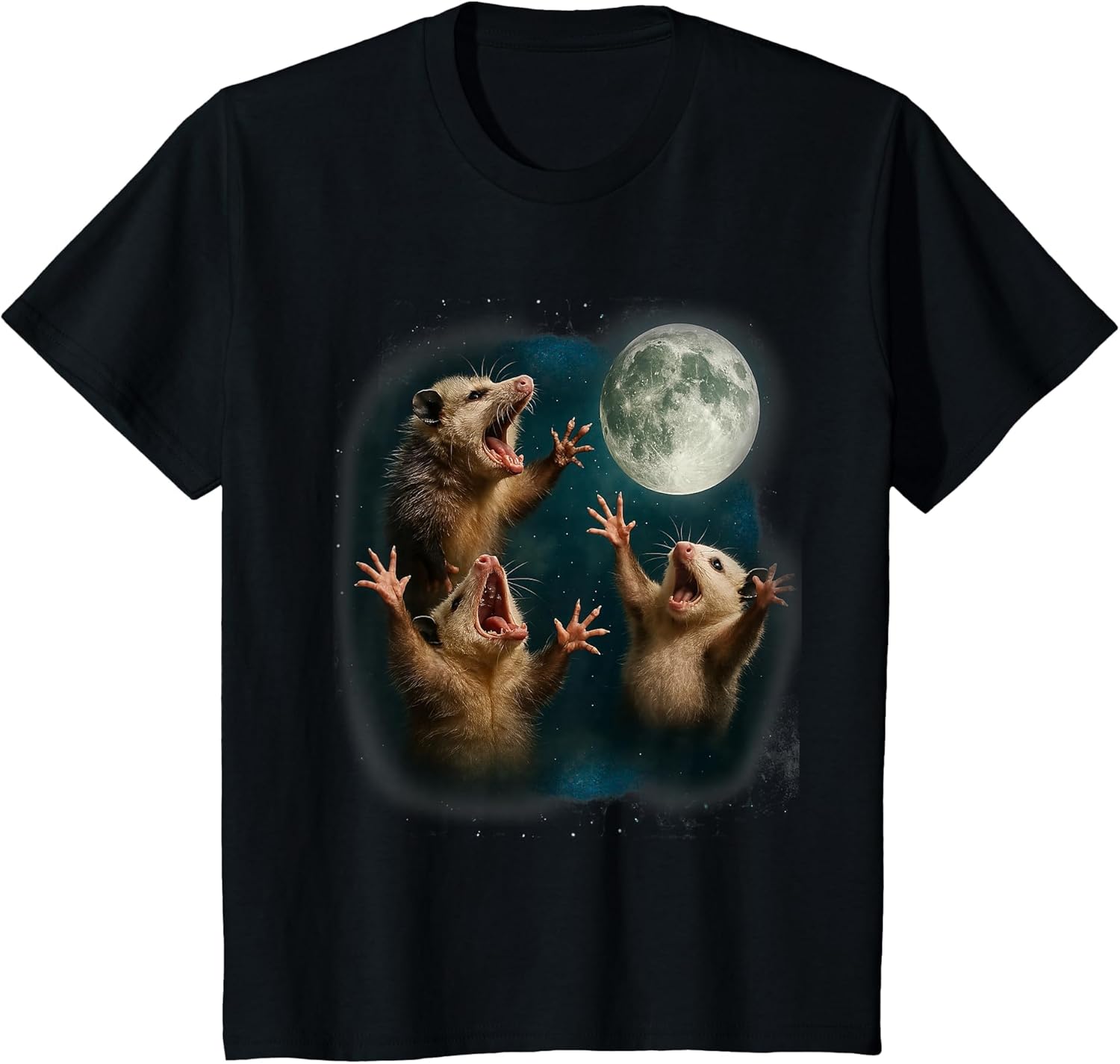 Three Possum Moon 3 Opossum Funny Weird Cursed Meme Cute