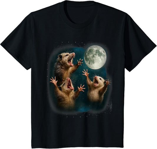Three Possum Moon 3 Opossum Funny Weird Cursed Meme Cute
