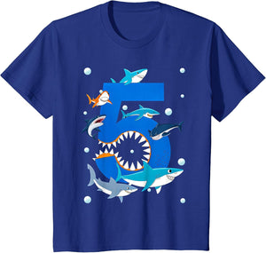 5th Birthday Boys Shark White Shark