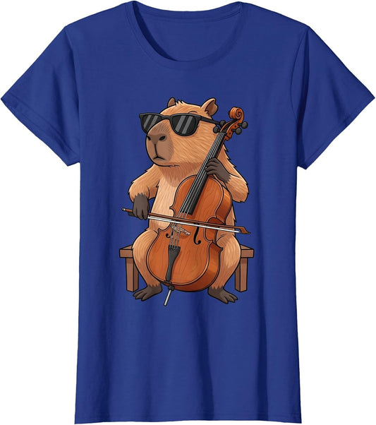 Cute Capybara Playing Cello Player Lover Musician Cellist