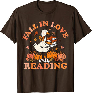 Fall in Love with Reading Goose Fall Pumpkin Book Lover