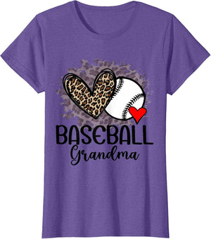 Baseball Grandma Funny Leopard Heart Proud Baseball Grandma
