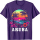 Aruba Vintage Souvenir Hibiscus Flowers Surfer Beach