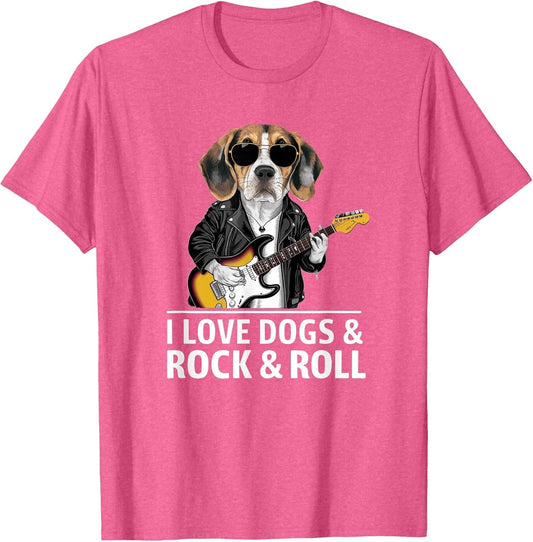 I Love Dogs & Rock & Roll Beagle Playing Electric Guitar