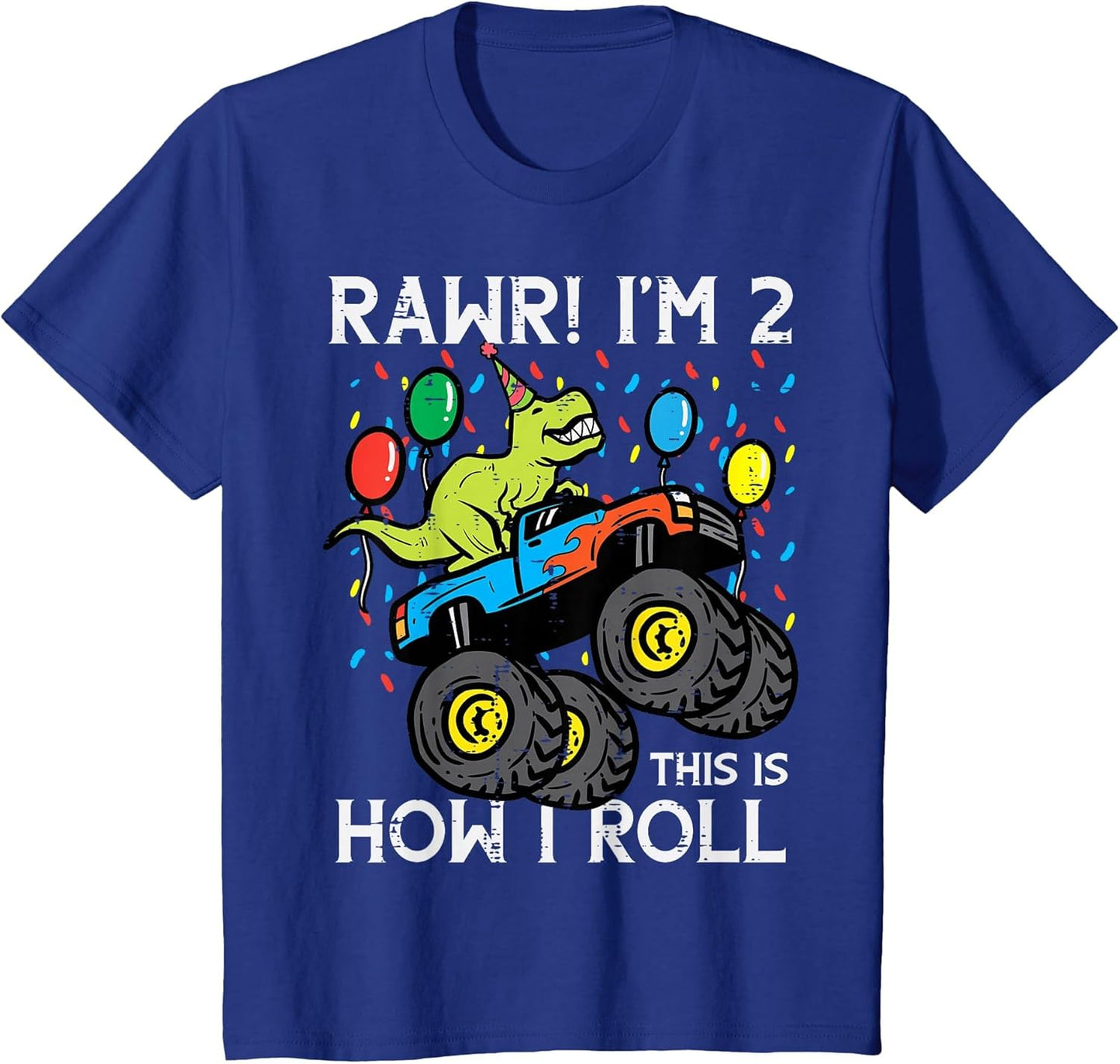 Kids Rawr Im 2 Dino Monster Truck 2nd Birthday Boys Kids Toddler
