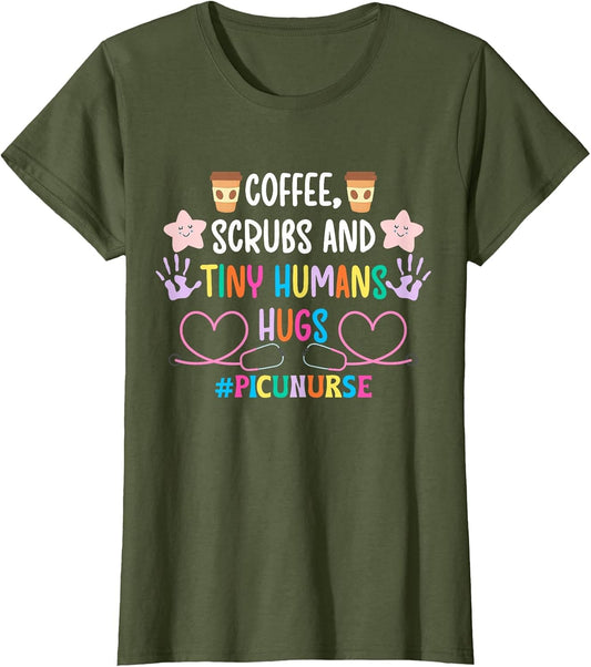 Coffee Scrubs Tiny Humans PICU Nurse Pediatric ICU Nurse
