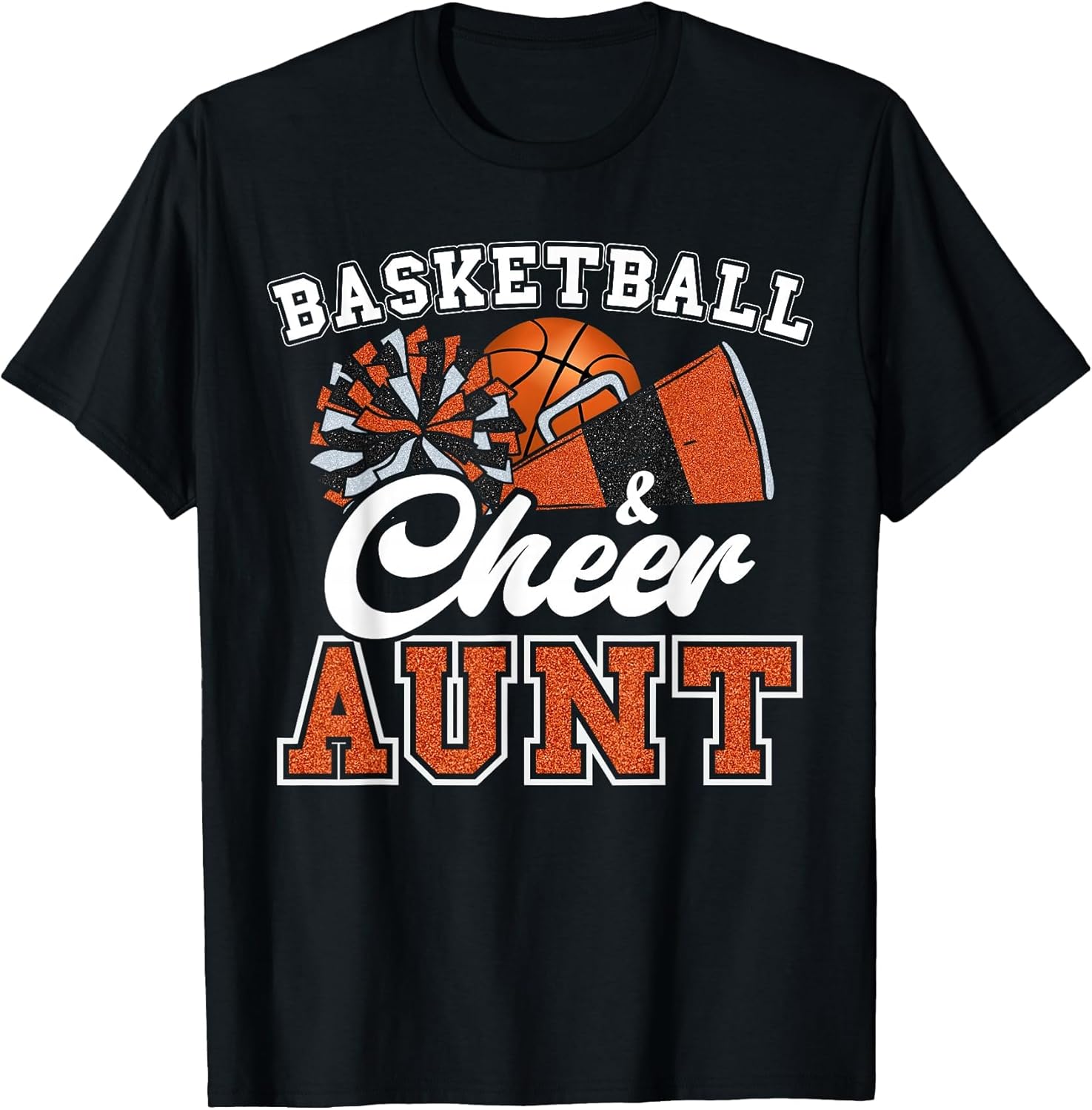 Proud Basketball & Cheer Aunt Cheerleader Niece Orange