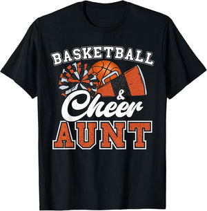 Proud Basketball & Cheer Aunt Cheerleader Niece Orange