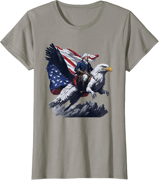 George Washington Riding A Bald Eagle Patriotic